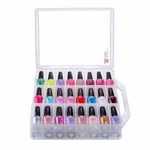 Portable Clear Nail Polish Organizer Holder for 48 Bottles Adjustable Dividers