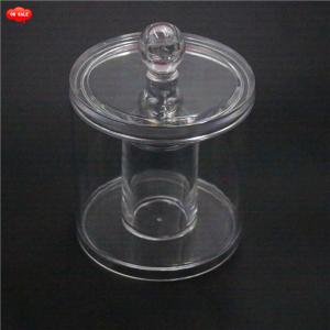 Round Acrylic Cosmetics Organizer Qtip Makeup Cutton Container