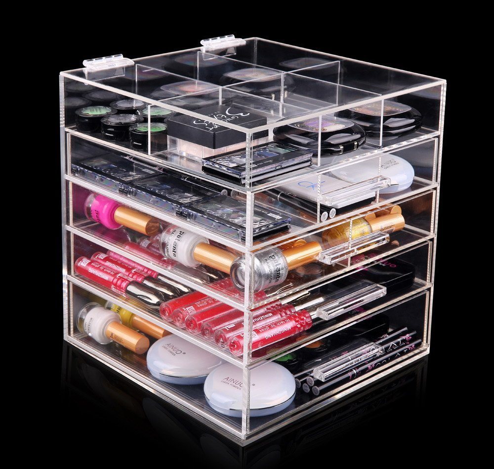 Acrylic Large Beauty Cube 5 Tier Drawers Acrylic Cosmetic Organizer