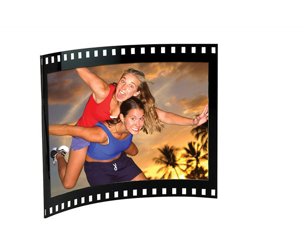 Black Acrylic Film Strip Standing Wallet Size Photo Frame, Holds Two 2.5" X 3.5" Photos