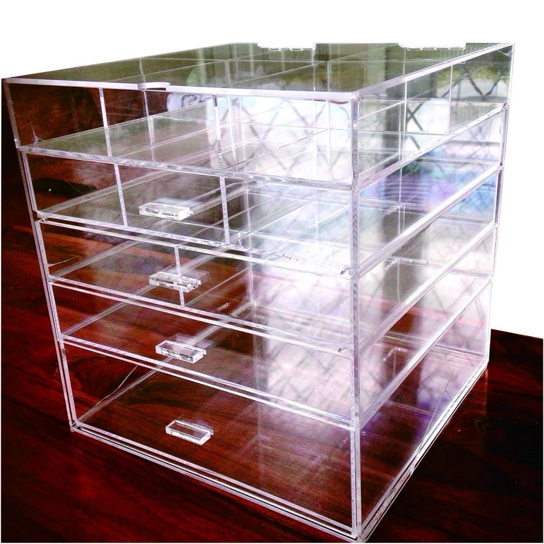 Acrylic Large Beauty Cube 5 Tier Drawers Acrylic Cosmetic Organizer