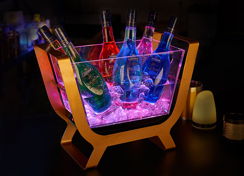 Metal Frame LED Lights Acrylic Ice Bucket