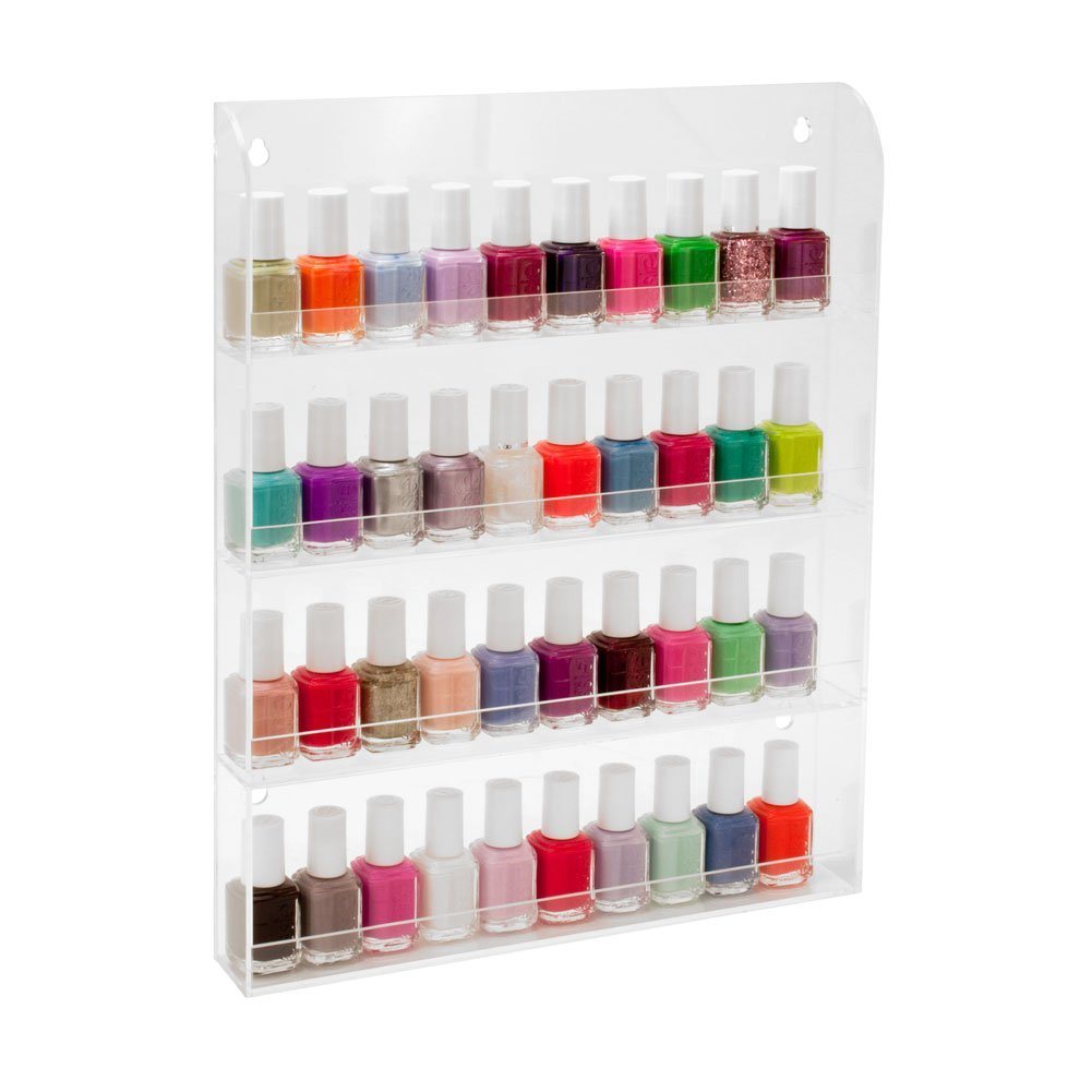 4 Layers Clear Acrylic Nail Polish Hanging Wall Display Storage Rack