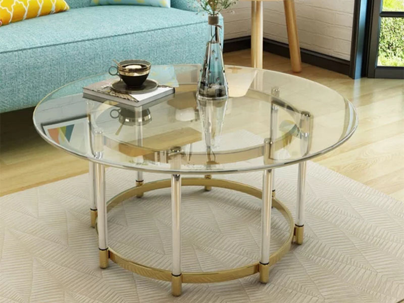 Nashville round acrylic coffee table, table wholes display