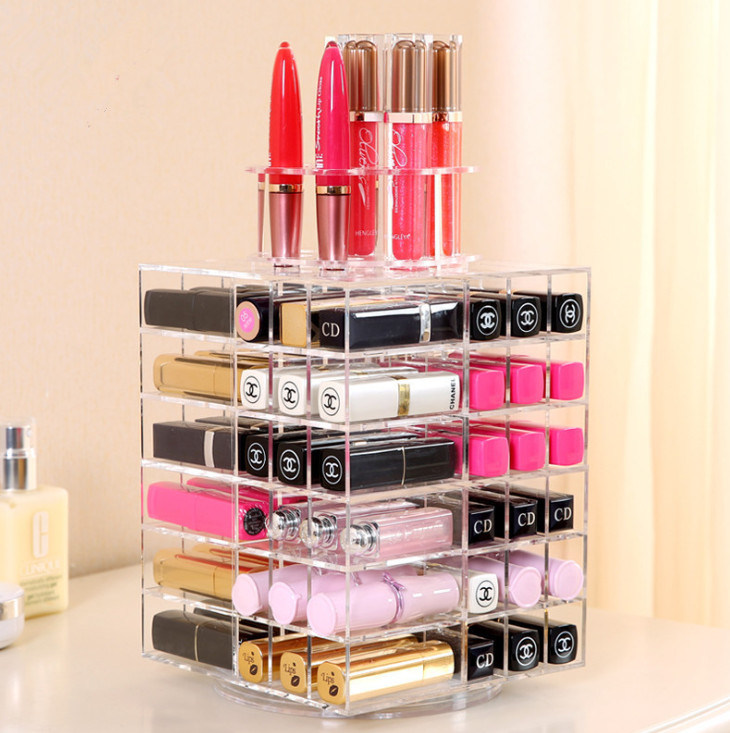 Beautiful 360 Degree Rotating Makeup Organiser Storage Acrylic Lipstick Display Stand