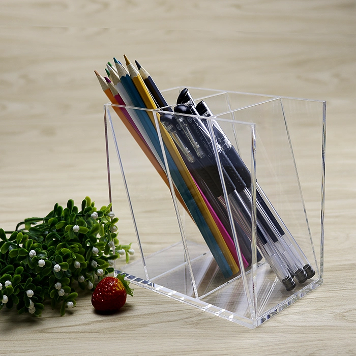 Clear Acrylic Pen Organizer Desk Pencil Cup Holder Multi-Functional Desktop Pen Holder