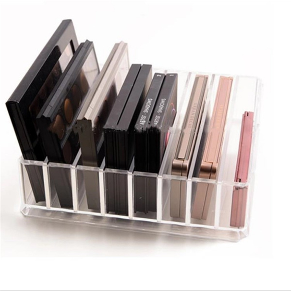 Acrylic Cosmetics Storage Display Eyeshadow Palette Makeup Organizer with Removable Dividers