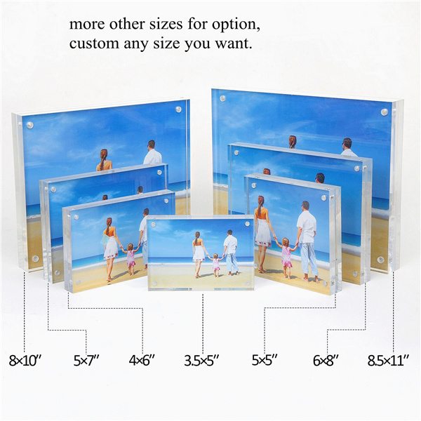 Clear Free Standing Desktop Double Sided Magnetic Picture Display, Acrylic Photo Frame 5 X 7