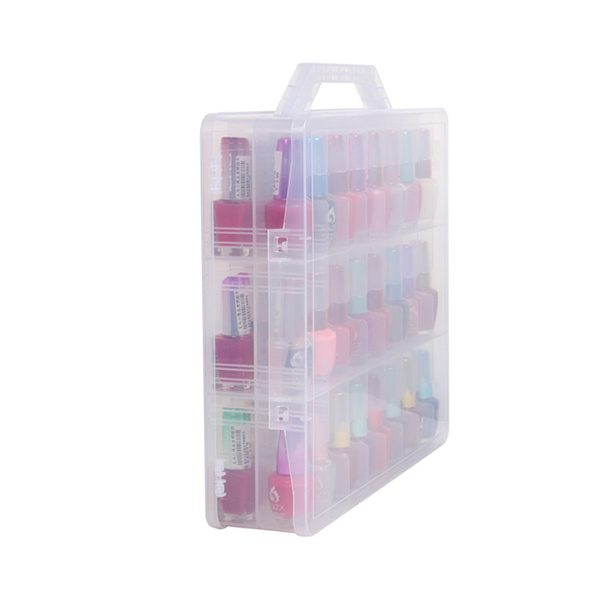 Portable Clear Nail Polish Organizer Holder for 48 Bottles Adjustable Dividers