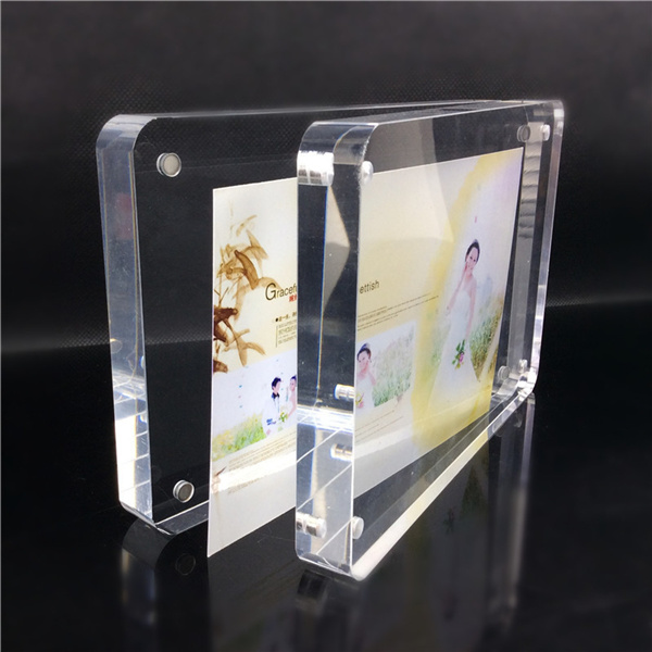 Round Corner Polished Countertop Magnet Acrylic Photo Picture Frame for Promotion Gift