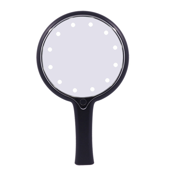 China Factory Acrylic Handheld Makeup Mirror with LED Lighting