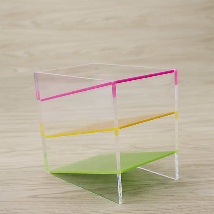 Iridescent Acrylic Storage Display Boxes Pen Holders Colorful Rainbow Acrylic Box