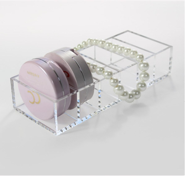 Clear Acrylic Makeup Powder Puff Organizer with 6 Slots