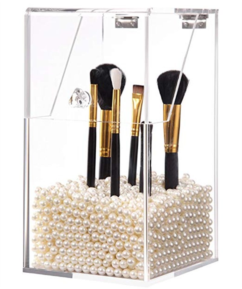 High Quality Decorative Acrylic Makeup Brush Cup Holder Organizer Storage Box Acrylic Makeup Brush C