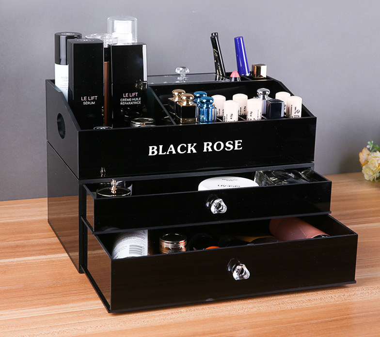 Countertop Black Acrylic Makeup Jewelry Organizer