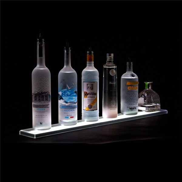 Wall Mount LED Liquor Shelf, Bottle Display Acrylic Alcohol Display Stand Includes Wireless Remote and Power Supply