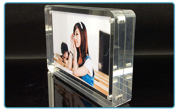 Round Corner Polished Countertop Magnet Acrylic Photo Picture Frame for Promotion Gift