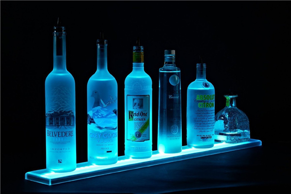 Wall Mount LED Liquor Shelf, Bottle Display Acrylic Alcohol Display Stand Includes Wireless Remote and Power Supply