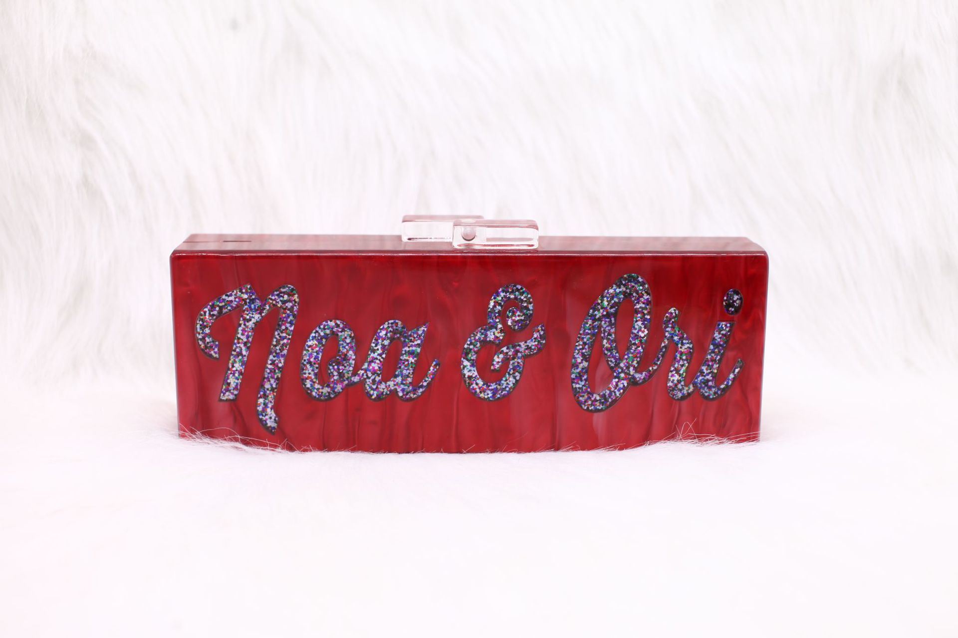 Customized Red Acrylic Letters Women Bag