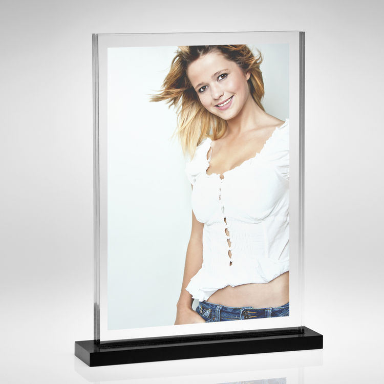 Transparent A5 Sign Holder Acrylic Magnetic Picture Display Frame with Base