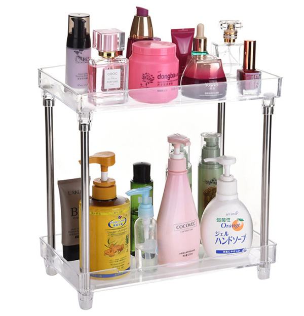 Plastic Waterproof Makeup Organizer Cosmetics Storage Box Bathroom Display Rack