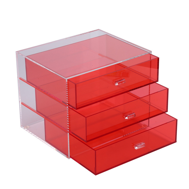 Luxurious White Acrylic Makeup Organizer 3 Drawers