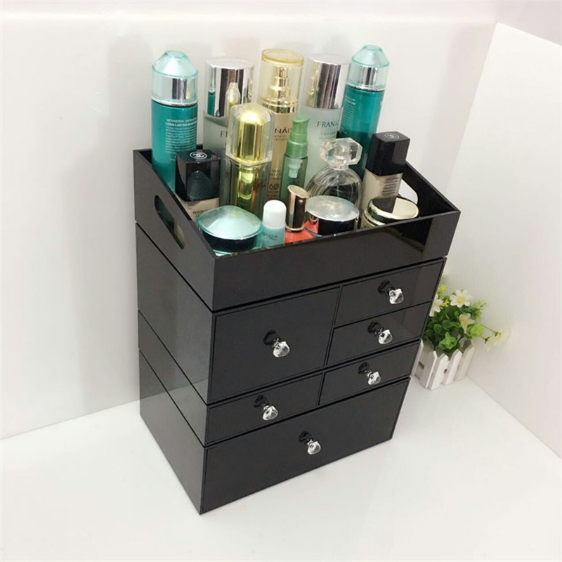 Acrylic Makeup/Cosmetic/ Jewelry Organizer with Tray on The Top