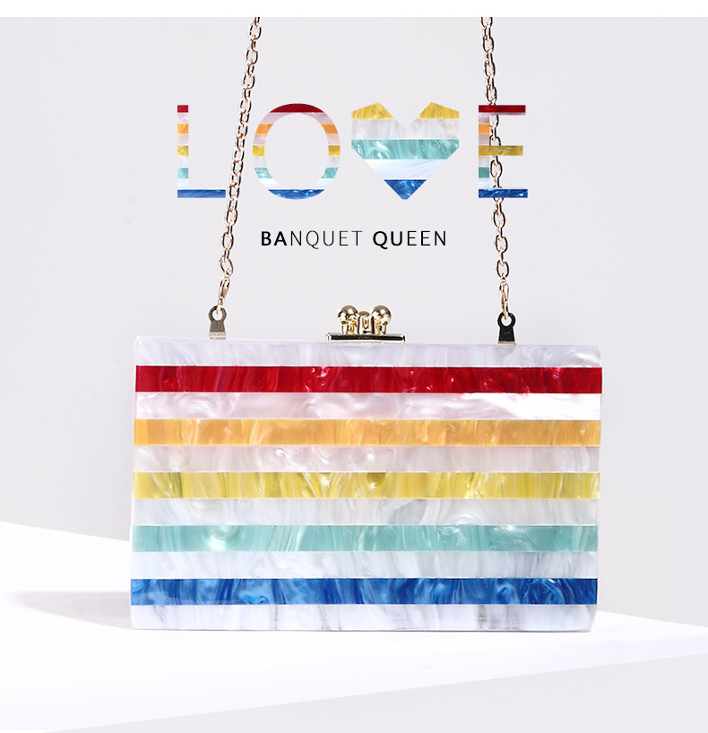 Lady Color Stripes Acrylic Clutch Bag