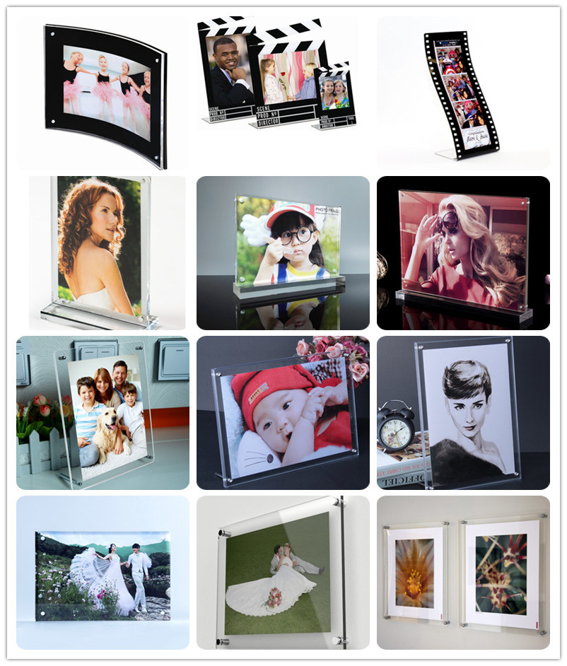 Home Decoration Promotion Gift Acrylic Block Craft/Magnet Photo Frame /Plastic Picture Frame