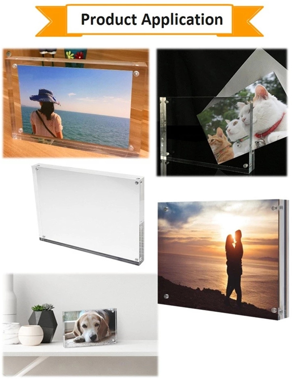 Round Corner Polished Countertop Magnet Acrylic Photo Picture Frame for Promotion Gift