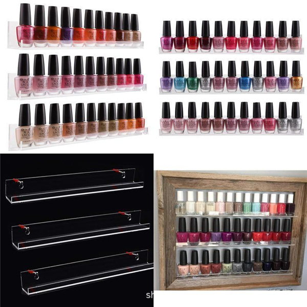 Exhibition Wall Mount Nail Polish Acrylic Step Display Cosmetic Bottle Display