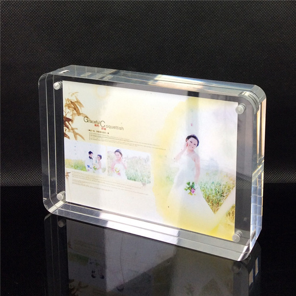 Round Corner Polished Countertop Magnet Acrylic Photo Picture Frame for Promotion Gift