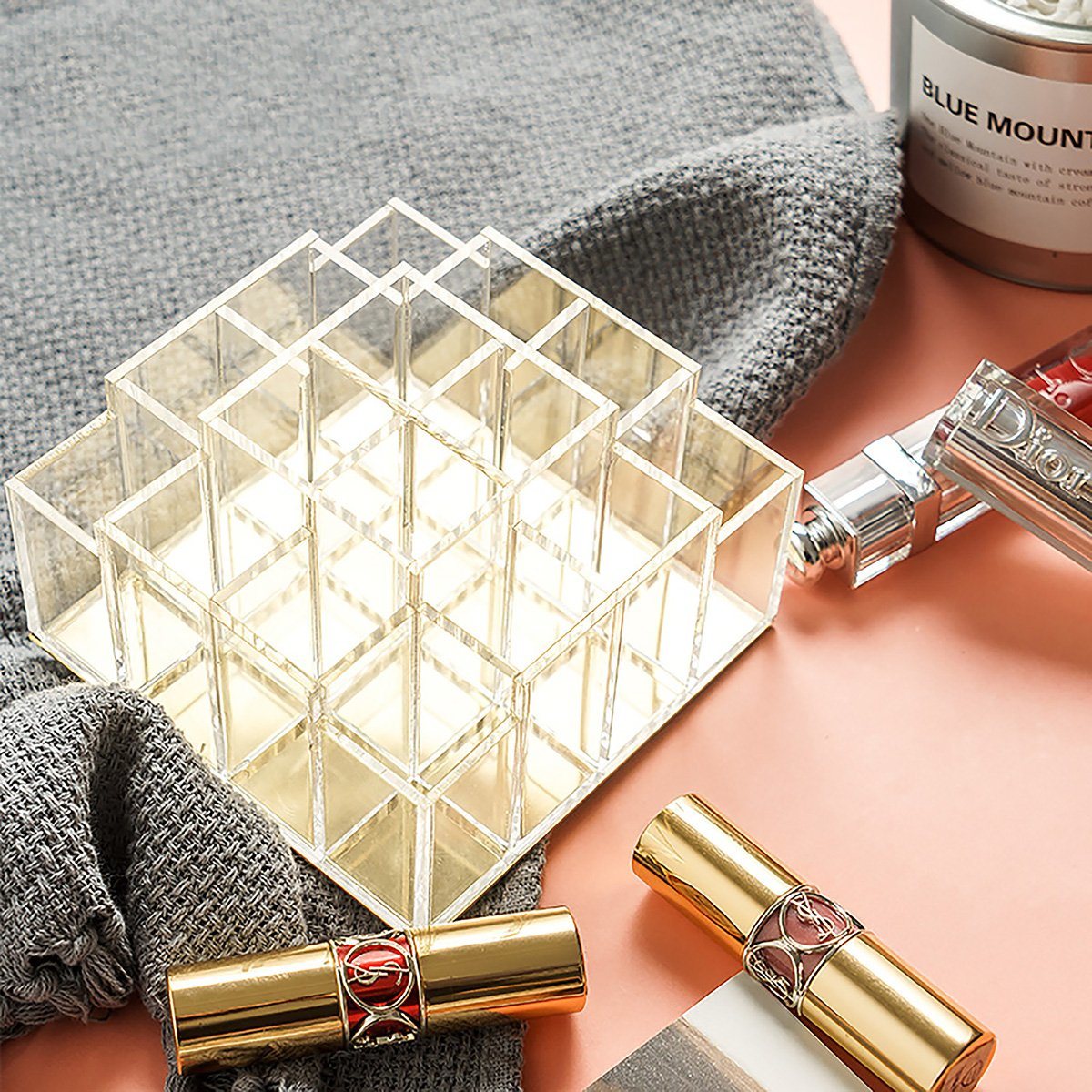 Wholesale Clear Acrylic Cosmetic Storage Box Makeup Brush Holder