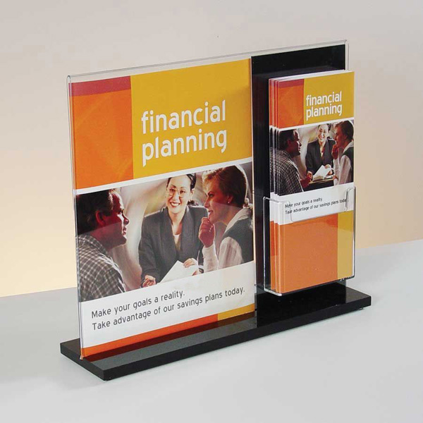 acrylic sign holder with a brochure holder