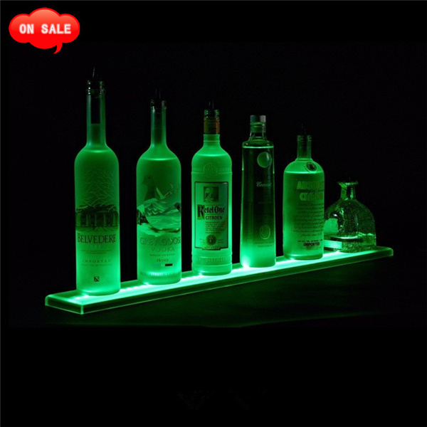 Wall Mount LED Liquor Shelf, Bottle Display Acrylic Alcohol Display Stand Includes Wireless Remote a