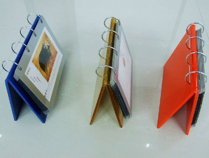 Acrylic colorful calendar stands with PE bag