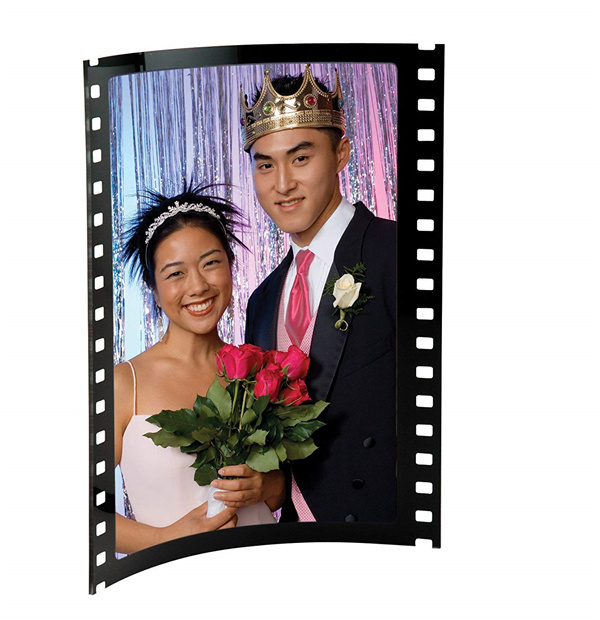 Black Acrylic Film Strip Standing Wallet Size Photo Frame, Holds Two 2.5" X 3.5" Photos