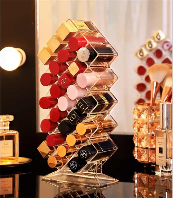 28 Space Lipstick Cosmetic Display Stand Acrylic Lip Gloss Makeup Organizer