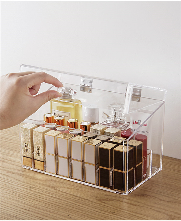 Clear Makeup Display Beauty Case, Lipstick Holder Organizer, Lipgloss Storage Box with Dustproof Lid