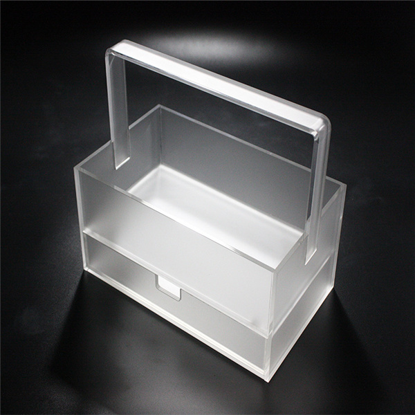 Acrylic Plastic Cosmetics Storage Box Beauty Case Makeup Organizer with Handle