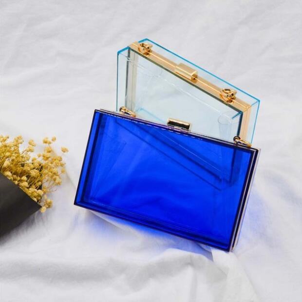 Wholesale Blue Acrylic Chain Women Handbag