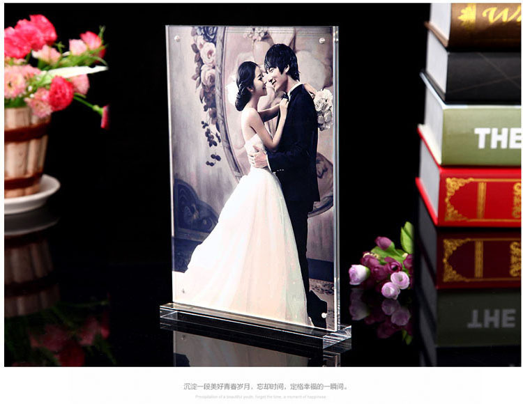 Transparent A5 Sign Holder Acrylic Magnetic Picture Display Frame with Base