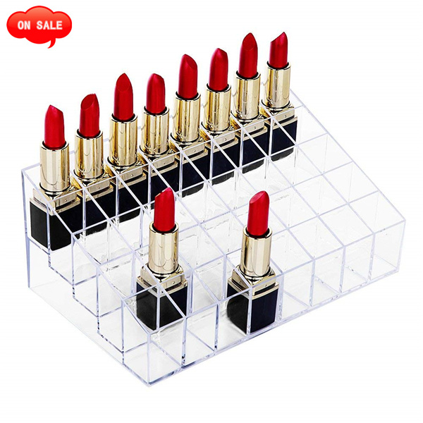 Lipstick Holder, 40 Spaces Clear Acrylic Lipstick Organizer, Cosmetic Makeup Organizer for Lipgloss, Brushes, Bottles, and More