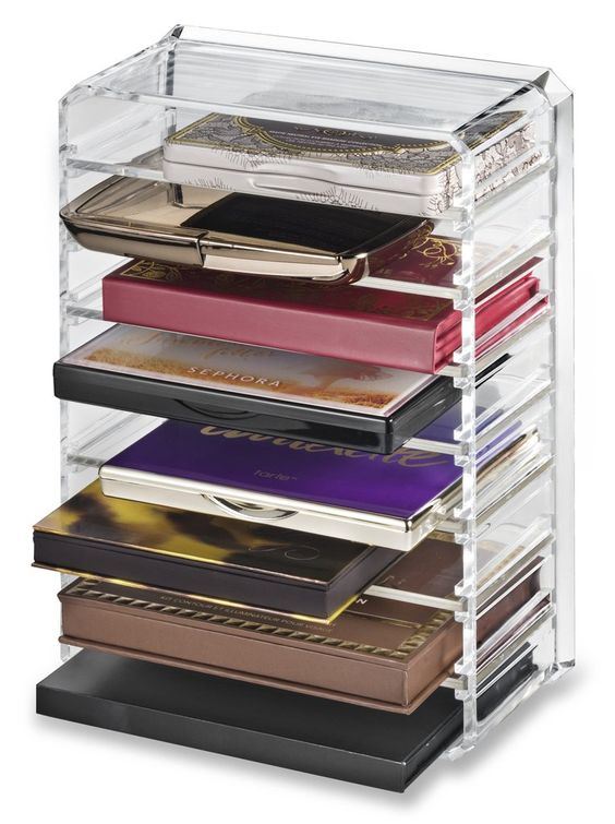 Acrylic Cosmetics Storage Display Eyeshadow Palette Makeup Organizer with Removable Dividers