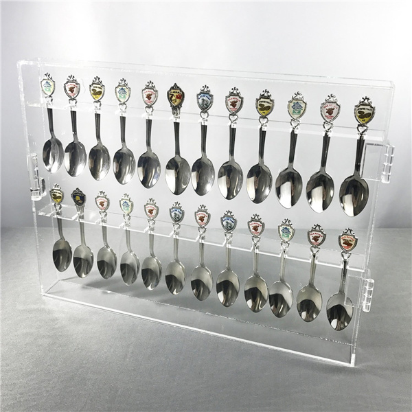 Acrylic Souvenir Spoon Organizer Knife Fork Storage Holder Rack Display Case