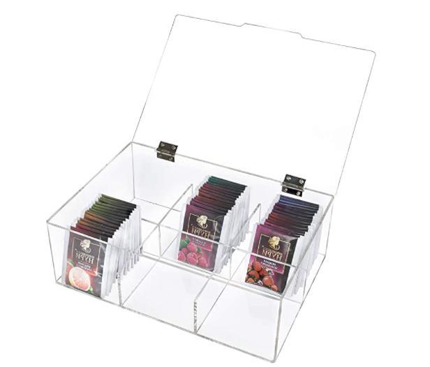 Acrylic Tea Bag Holder Clear Storage Bin Box