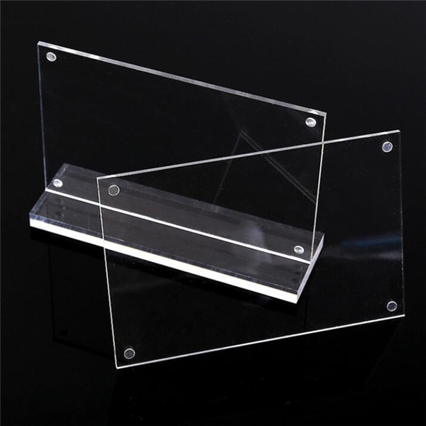 Transparent A5 Sign Holder Acrylic Magnetic Picture Display Frame with Base