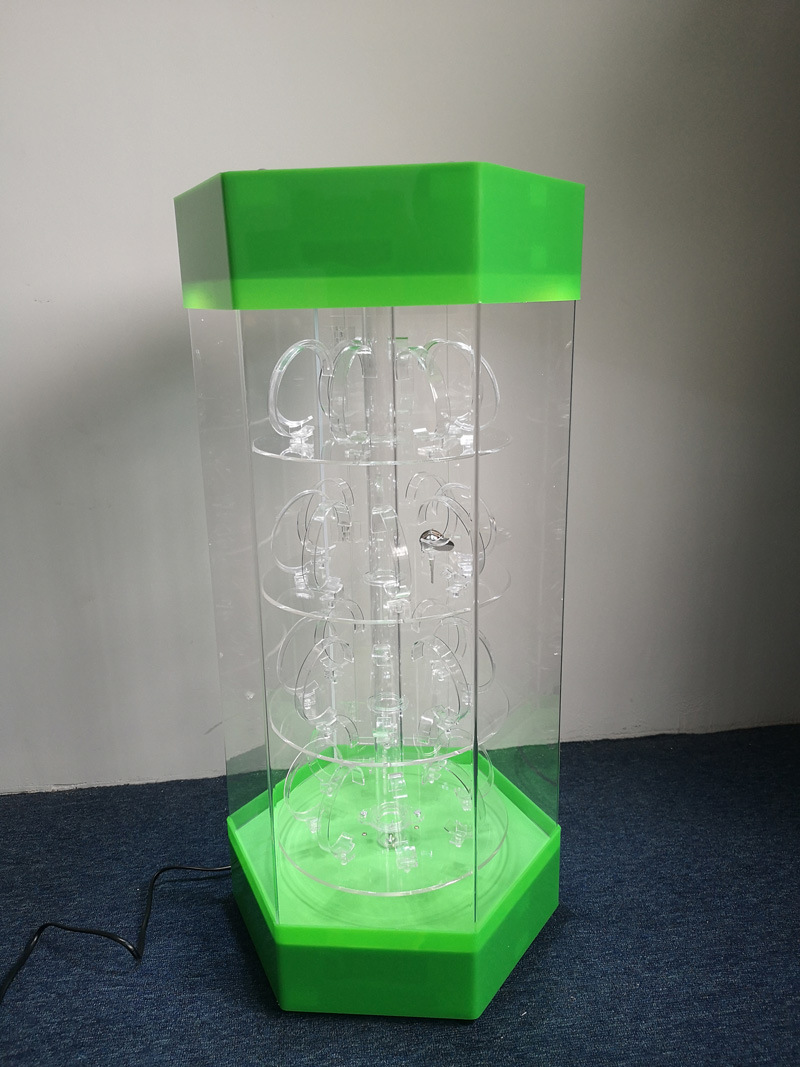 LED Lights Rotating Acrylic Watches Display Cabinet