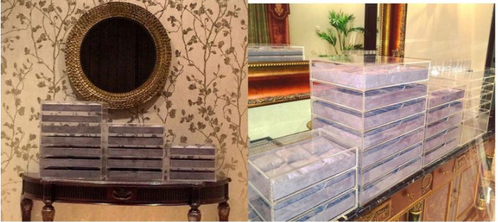 Acrylic Jewelry Storage Display Boxes with 4 Drawers and Velvet Tray