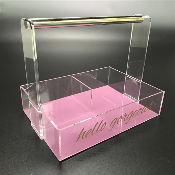 Acrylic Plastic Cosmetics Storage Box Beauty Case Makeup Organizer with Handle